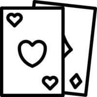 cartas casino juegos de póquer - icono de esquema vector