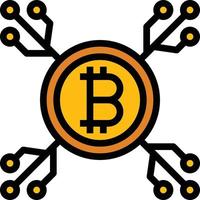 bolsillo de bitcoin digital de inversión en criptomoneda - icono de contorno lleno vector