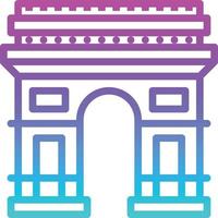 the arc de triomphe paris france landmark building - gradient icon vector