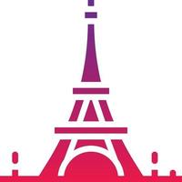 punto de referencia de la torre eiffel parís francia - icono de gradiente sólido vector