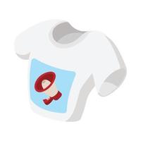 icono de camiseta, dibujos animados, en blanco vector