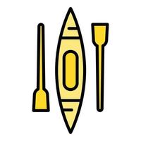 Canoe icon outline vector. Paddle boat vector