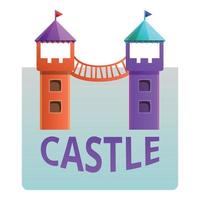 logotipo de las torres del patio del castillo, estilo de dibujos animados vector
