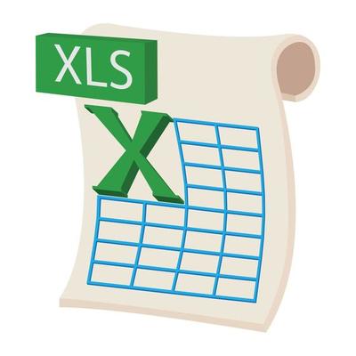 XLS icon, cartoon style