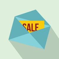 Envelope with card Sale icon, flat style vector