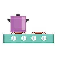 House burning gas stove icon, cartoon style vector