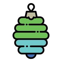 Christmas colorful tree toy icon, outline style vector