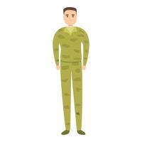 icono de uniforme militar armado, estilo de dibujos animados vector