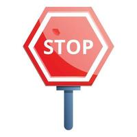 Stop road sign icon, cartoon style vector