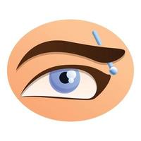 Woman eyebrow piercing icon, cartoon style vector