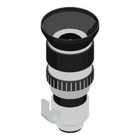 Camera lens icon, isometric style vector