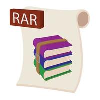 RAR file icon, cartoon style vector