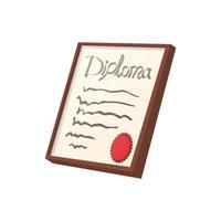 icono de dibujos animados de certificado de diploma vector