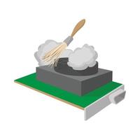 Computer cleaning icon, cartoon style vector