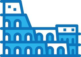 colosseum roman rome italy landmark - blue icon vector