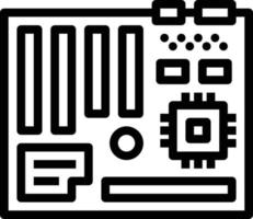 Accesorio de computadora de ranuras de cpu de placa base - icono de contorno vector