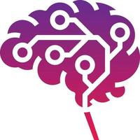 brain circuit ai artificial intelligence - solid gradient icon vector