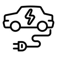 icono de coche eléctrico, estilo de esquema vector