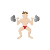 Man doing heavy duty squats with barbell icon vector