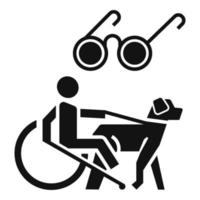 Blind man wheelchair dog icon, simple style vector