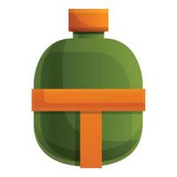 Camping water flask icon, cartoon style vector