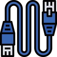 lan cable connect computer accessory - filled outline icon vector