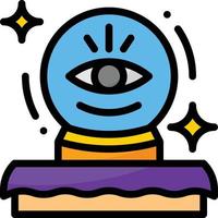 fortune teller gypsy crystal entertainment - filled outline icon vector
