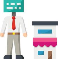 business shop ai artificial intelligence - flat icon vector