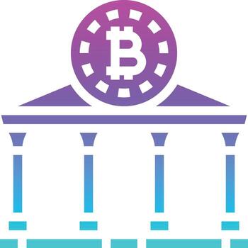 cryptocurrency bank blockchain bitcoin banking - solid gradient icon vector