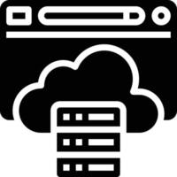 cloud hosting website database seo - solid icon vector