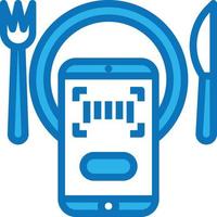 barcode mobile scan food delivery - blue icon vector