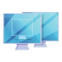 Network computer monitor icon, cartoon style