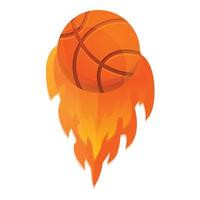 icono de bola de fuego de baloncesto, estilo de dibujos animados vector