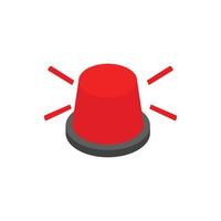 Red flashing light icon, isometric 3d style vector