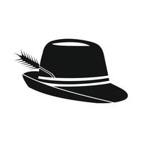 sombrero con un icono de pluma, estilo simple vector