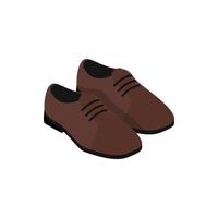 Pair of brown leather shoes icon vector