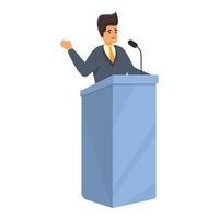 Agitation speech icon, cartoon style vector