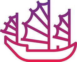 junk ship chinese china boat - gradient icon vector