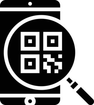escaneo de código qr comercio electrónico móvil - icono sólido vector