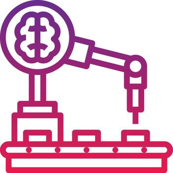 industry manufacturing ai artificial intelligence - gradient icon vector