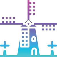 kinderdijk netherlands landmark windmill farm - solid gradient icon vector