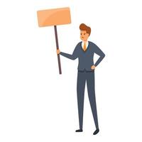 Agitation banner businessman icon, cartoon style vector