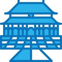 lugar de viaje de la ciudad prohibida china antigua - icono azul vector