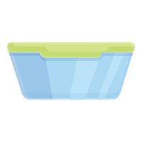 Biodegradable plastic food box icon, cartoon style vector