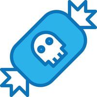 candy trick treat skull halloween - blue icon vector