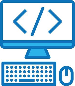 coding computer keyboard mouse creative - blue icon vector