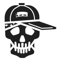 Skull in cap icon, simple style vector