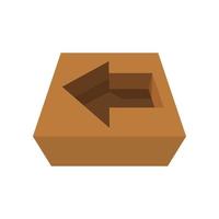 icono de flecha en caja de cartón vector