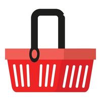 Red shop basket icon, flat style vector