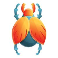 Amulet scarab beetle icon, cartoon style vector